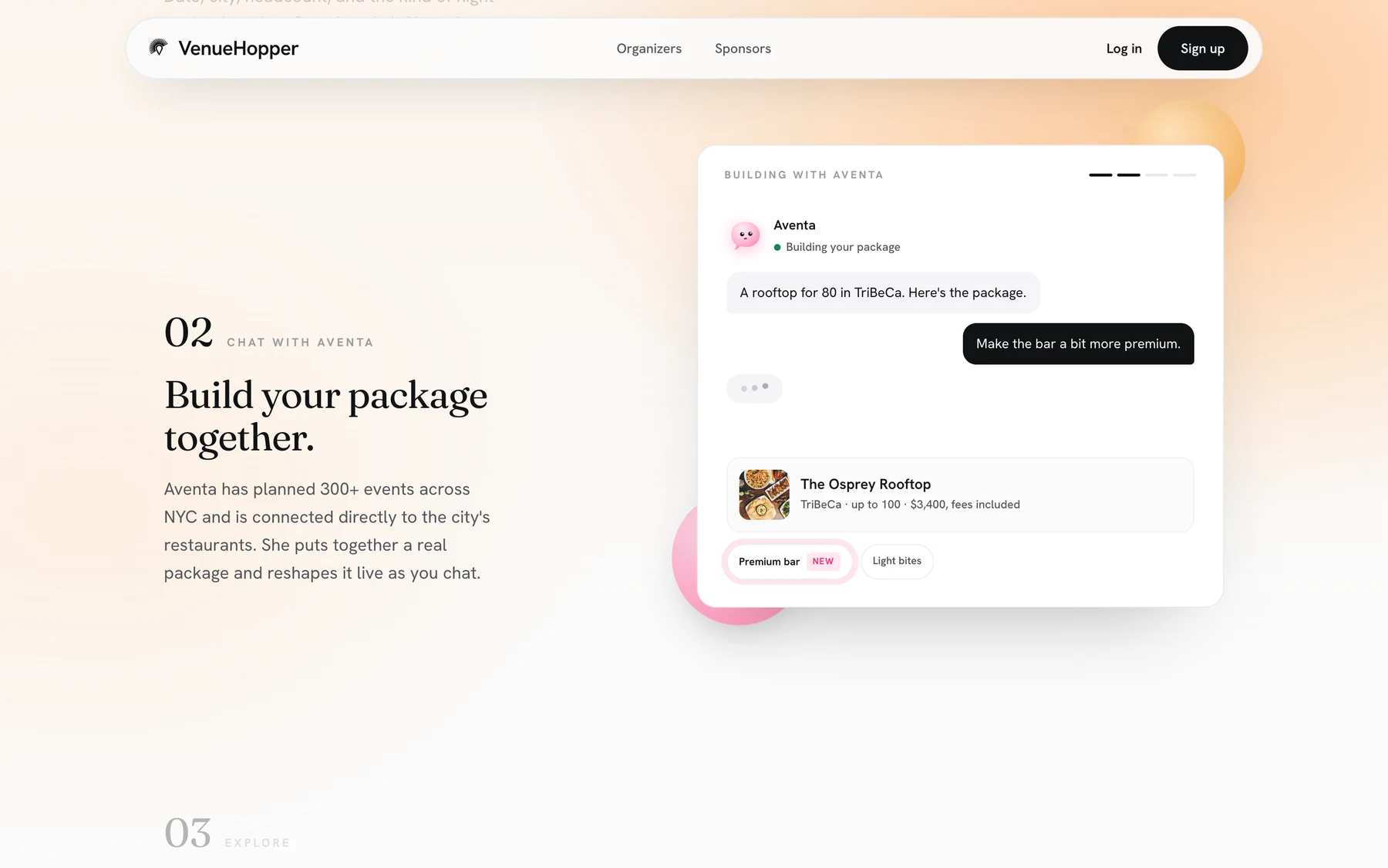 The VenueHopper concierge assembling an event package